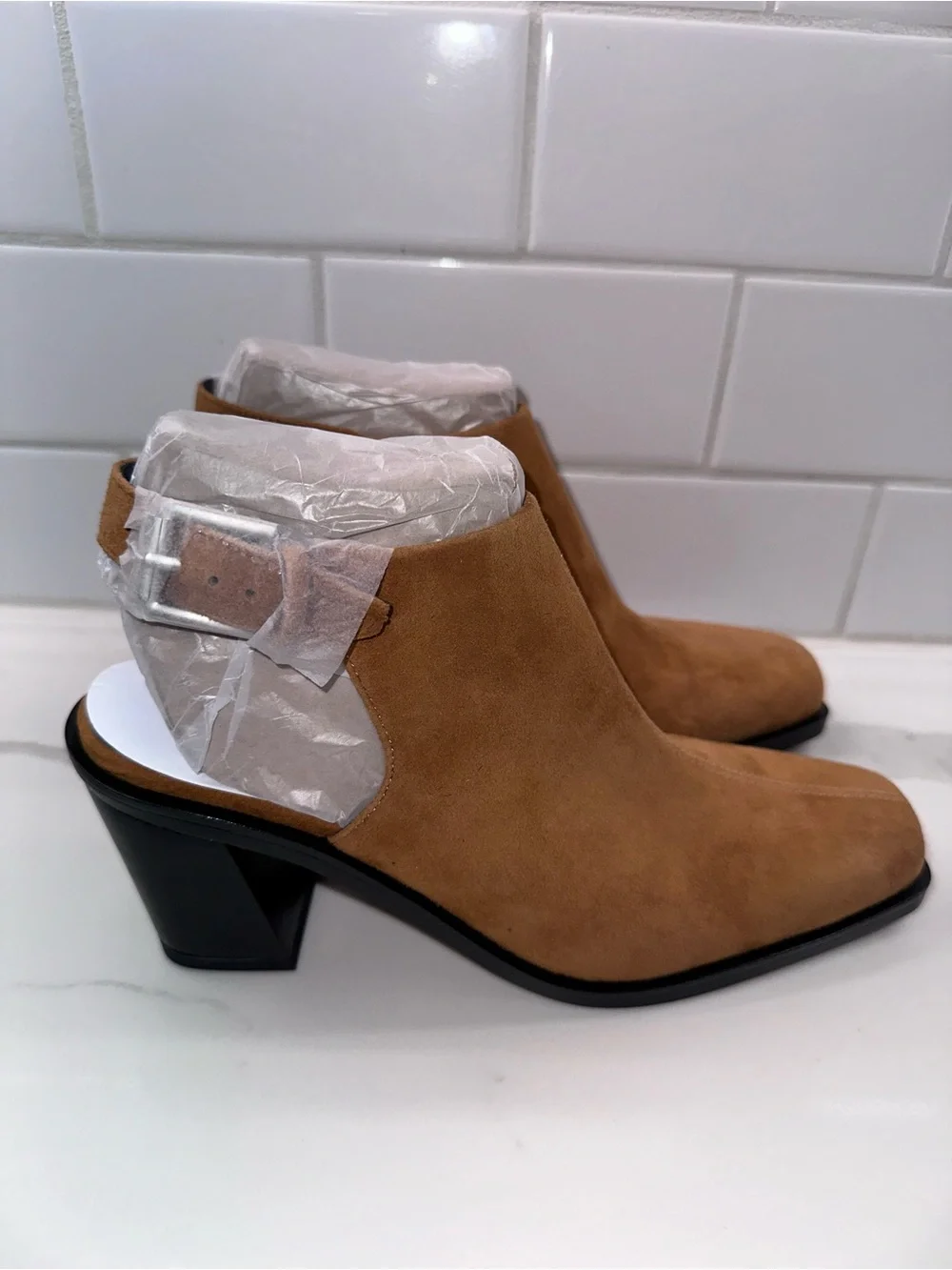 Franco Sarto Women's Isadora Slingback Block Heel Boots - Tan
